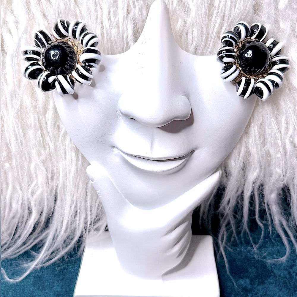 Vintage MOSCHINO 90s Clip Earrings Blown & Hand Molded Glass ~ Made in ITALY